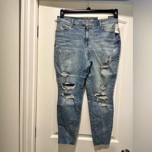 Maurices Denim - New NWT Maurice’s distressed high rise jeans jeggings denim flex L large short